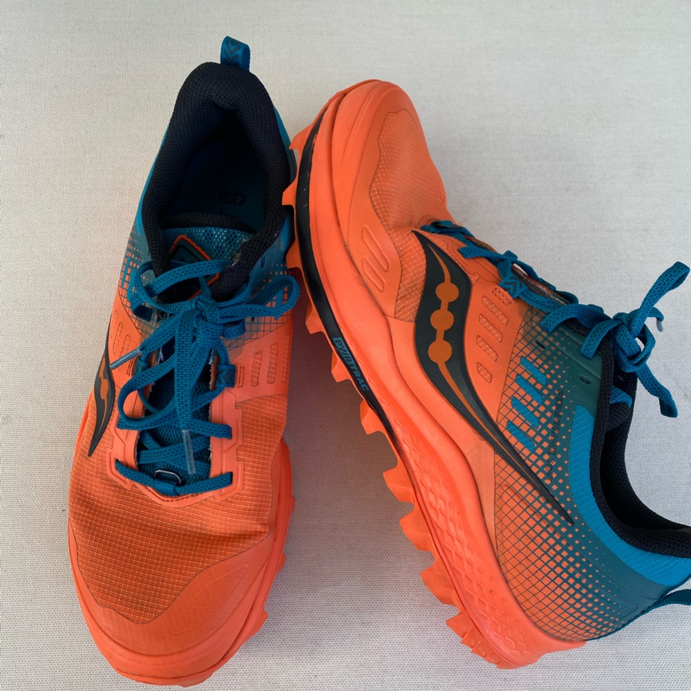 Saucony Peregrine GTX Trail 11D ST Trail Running Shoes Men's  Orange Blue
